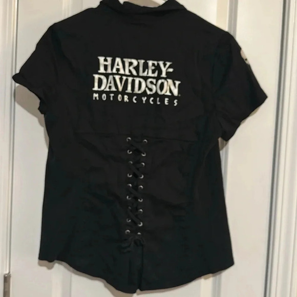 Women's Harley Davidson garage shirt Willie skull zip up - Picture 4 of 5